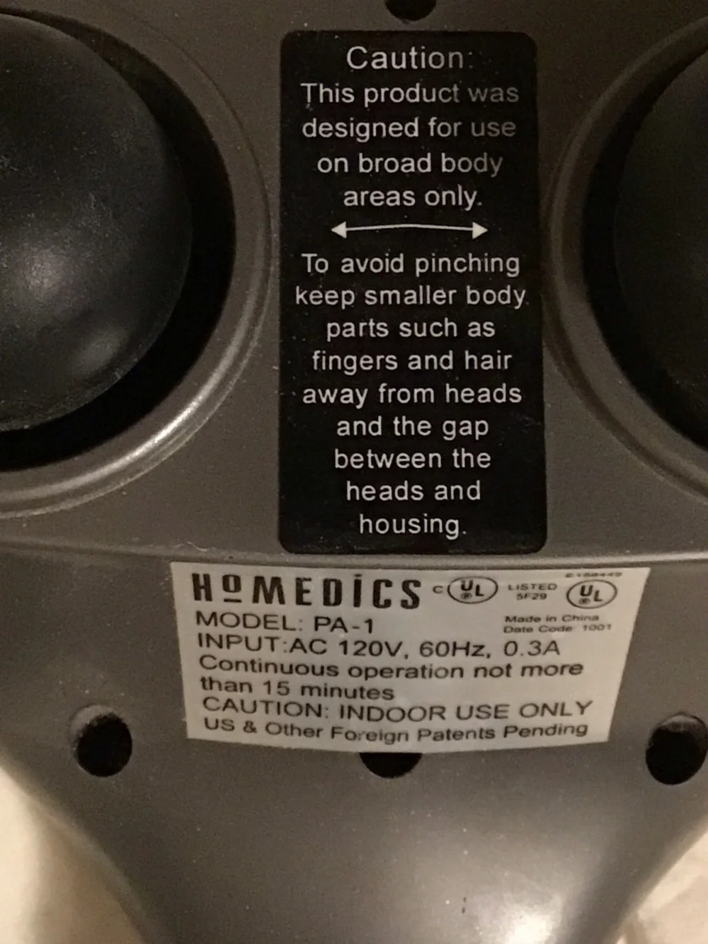 Homedics Handheld Electric Massager in Silver and Black